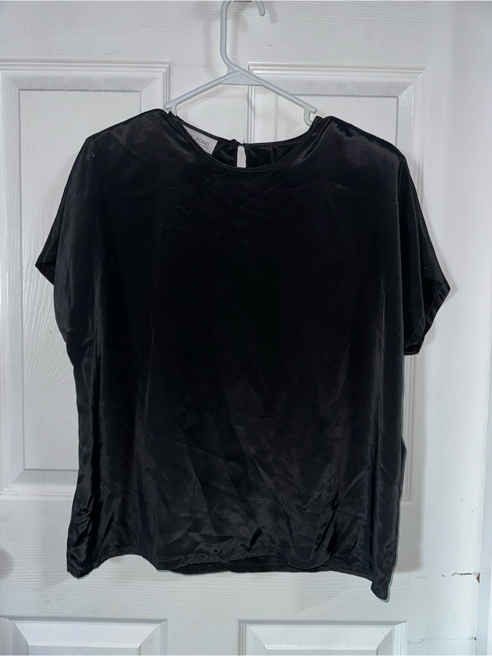 Vintage Judy Bond Black Satin Top Size Large